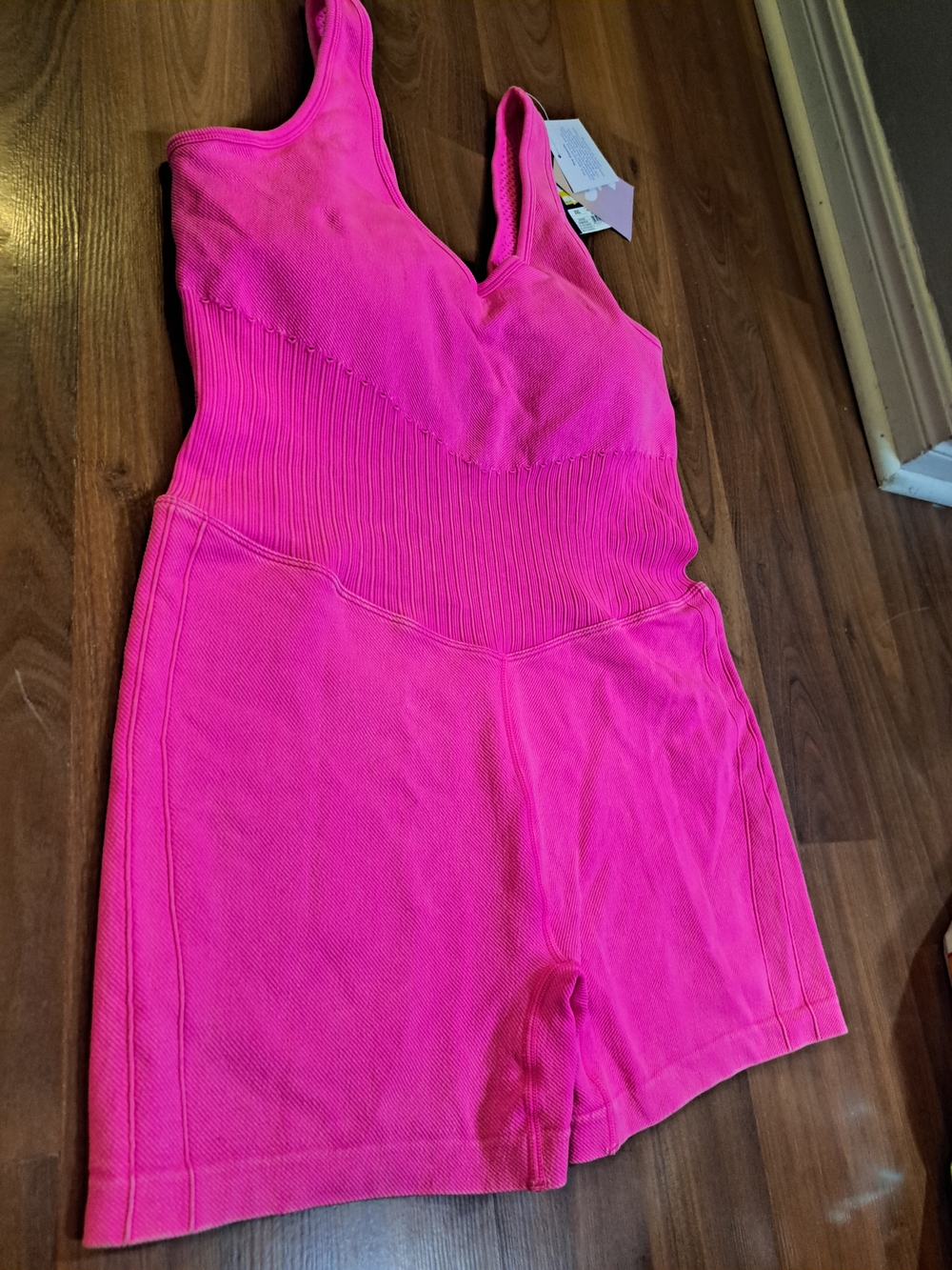 JoyLab Hot Pink Ribbed Knit Romper - Picture 2 of 6